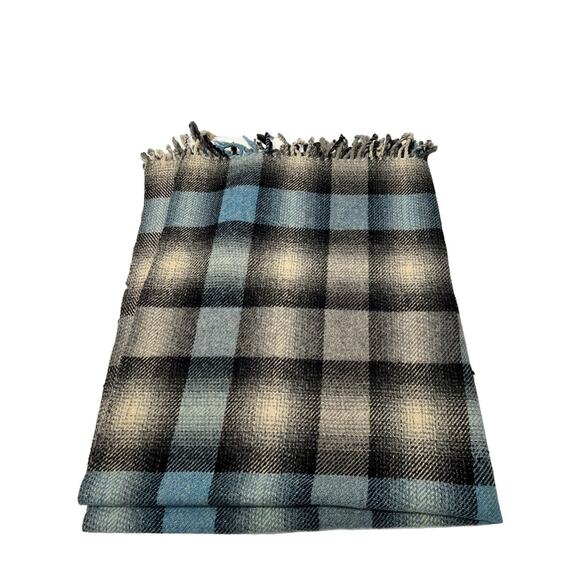 Vtg Woodward & Lothrop England Plaid Wool Small Throw Lap Blanket 50"x40" - Picture 3 of 10